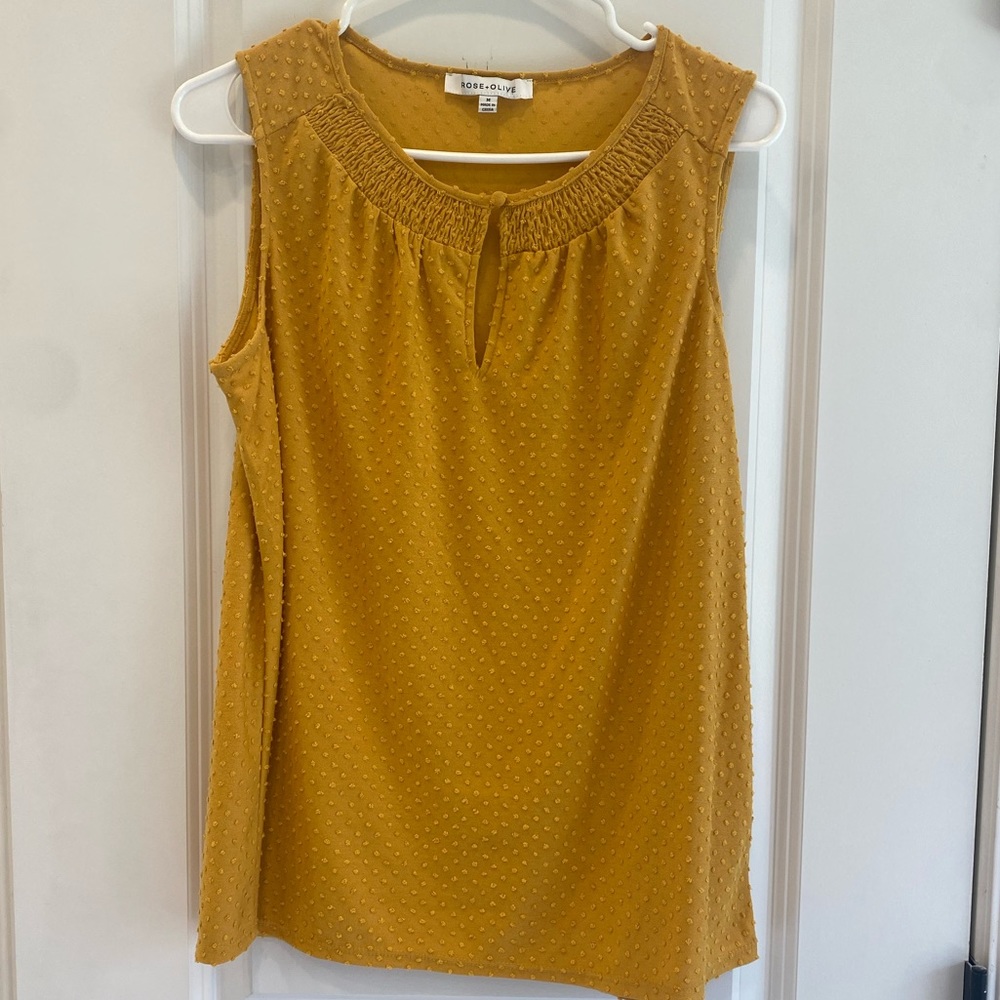 Yellow, Textured, Sleeveless Blouse